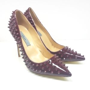 Maroon Burgundy Spike Studded Pump Stiletto Heels